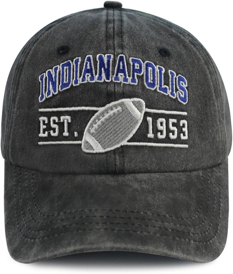 Terojnkl Embroidered City Football Hat for Men Women, Adjustable Unisex Cotton Fans Baseball Cap - Image 1